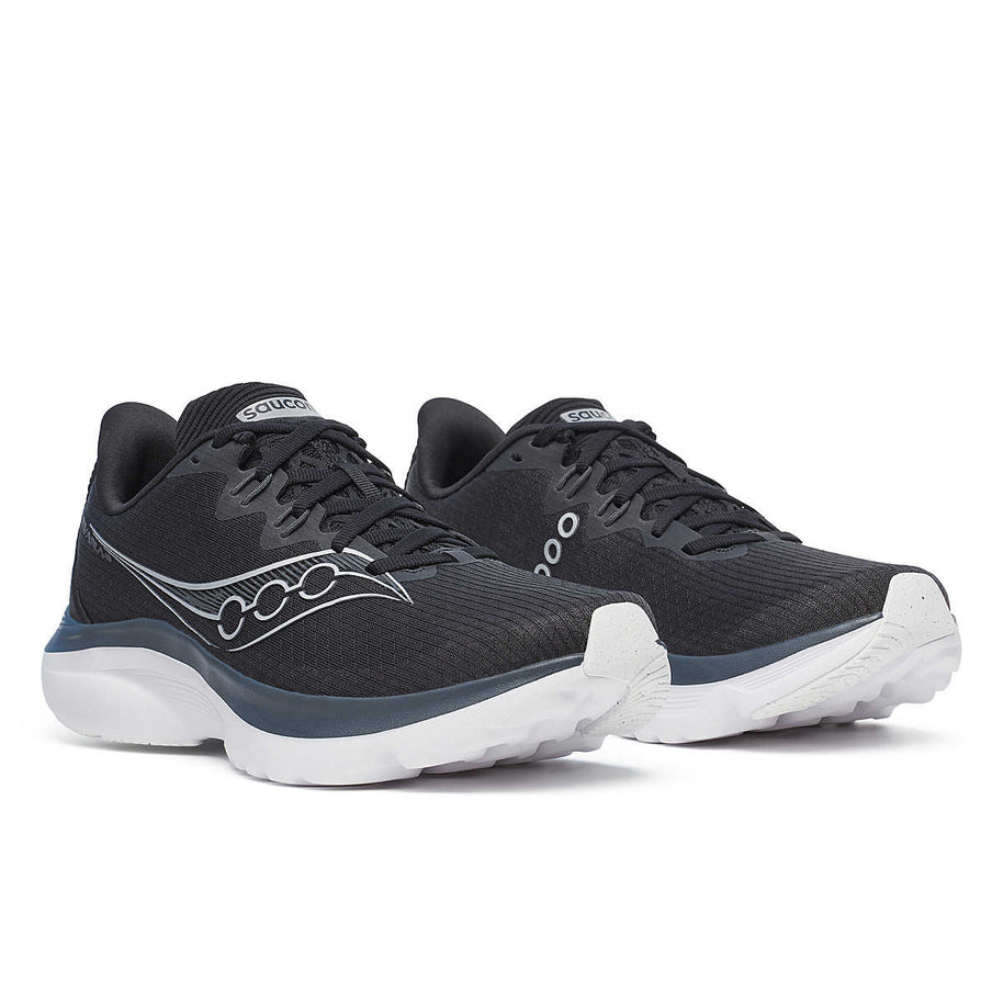 Kinvara 16 - Women by Saucony in black and white, lightweight trainer with PWRRUN cushioning for smooth, energized running and everyday use