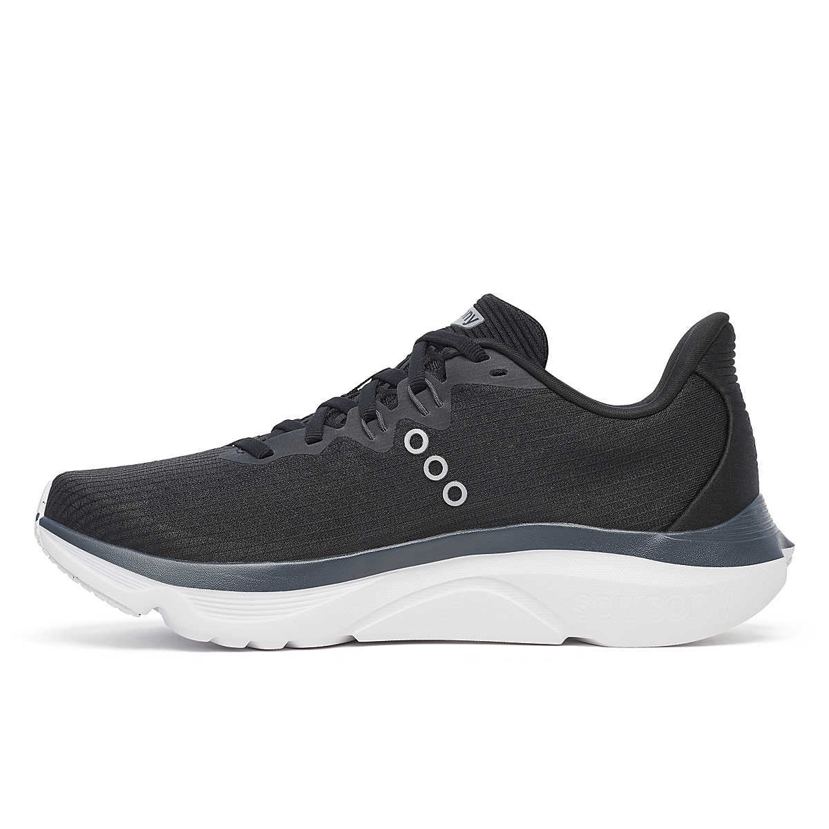 Kinvara 16 - Women by Saucony in black and white lightweight trainer with PWRRUN cushioning for smooth, energized road running and daily use