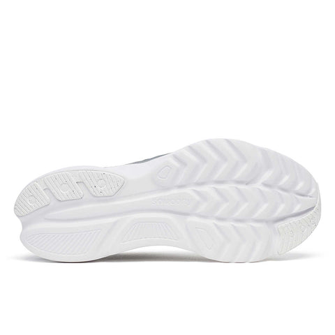 Kinvara 16 - Women by Saucony in white and grey with PWRRUN cushioning for lightweight, smooth, and energized running trainer.