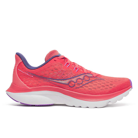 Kinvara 16 - Women by Saucony in coral and purple, lightweight trainer with PWRRUN cushioning for smooth, energized road running.
