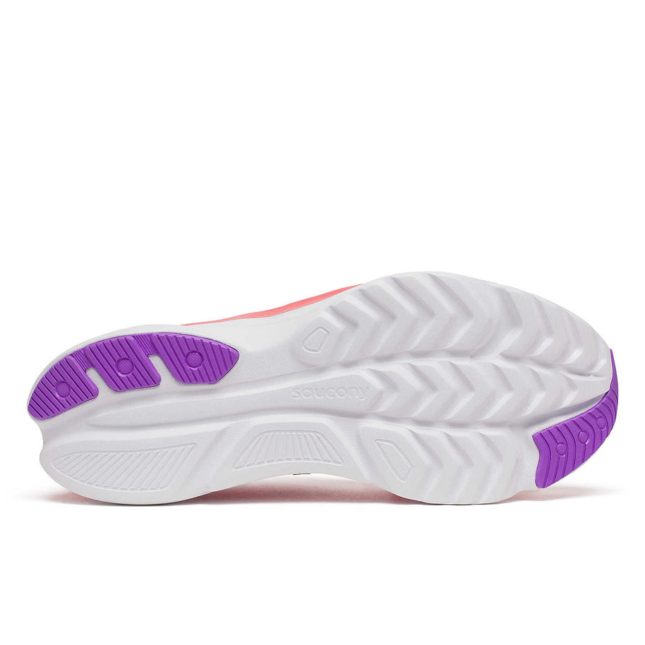 Kinvara 16 - Women by Saucony in white and purple with PWRRUN cushioning, lightweight running shoe for smooth, energized road runs