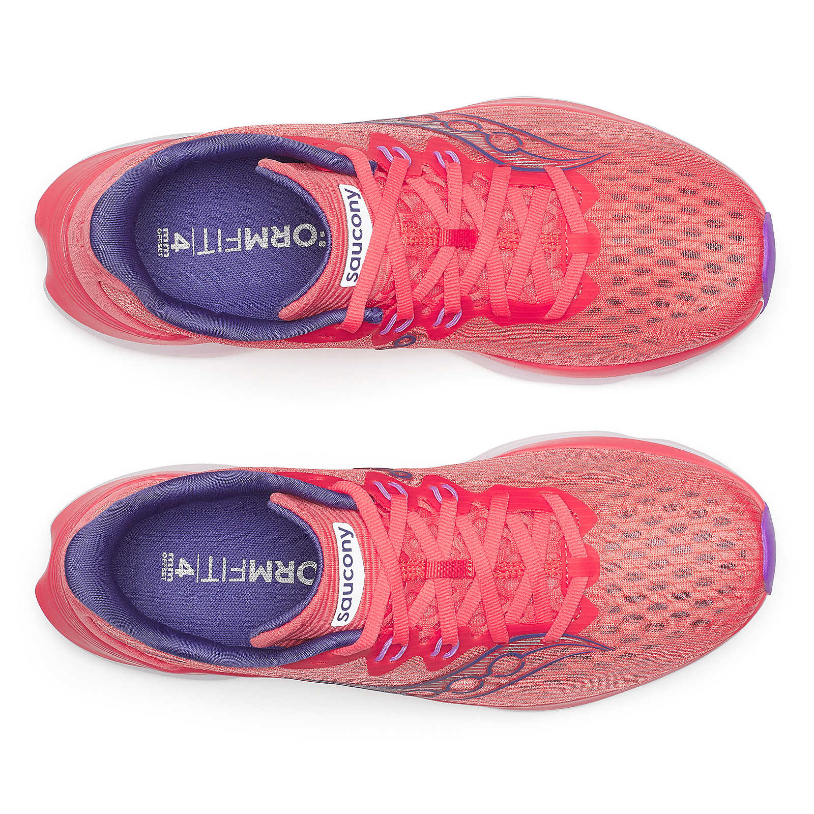 Kinvara 16 - Women by Saucony in coral and purple lightweight running shoe with PWRRUN cushioning for smooth, energized road running and daily training