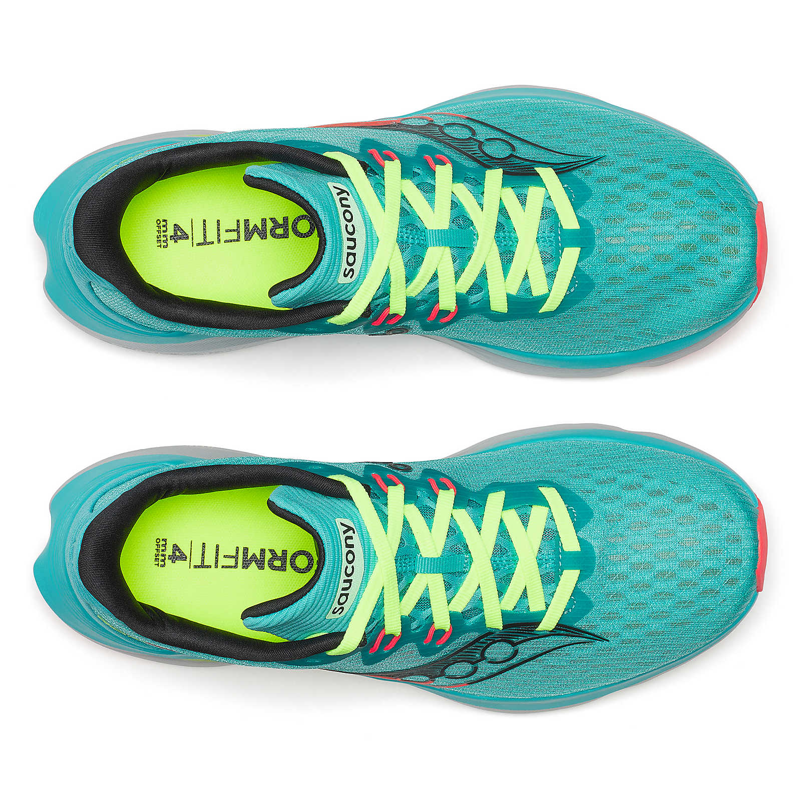 Kinvara 16 - Women by Saucony in teal and neon green, lightweight road running shoe with PWRRUN cushioning for a smooth, energized ride