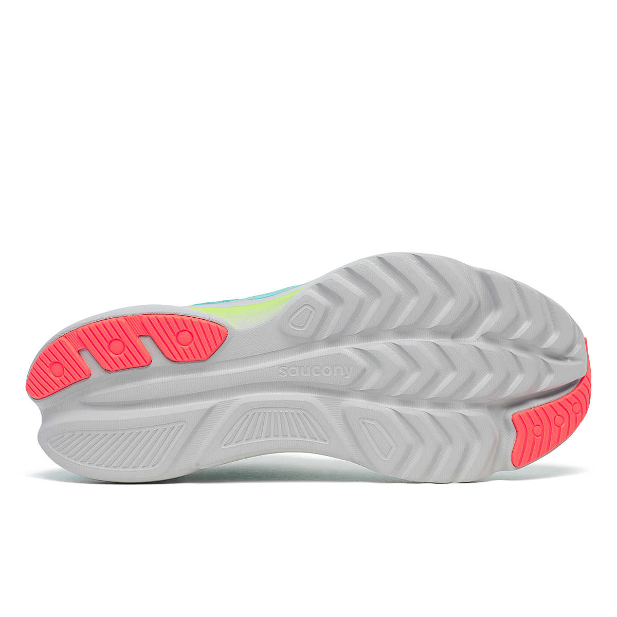 Kinvara 16 - Women by Saucony in grey and neon green, lightweight road running shoe with PWRRUN cushioning for smooth, energized rides