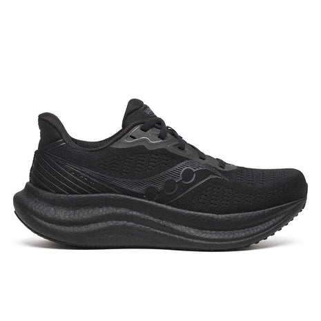 Triumph 23 - Women by Saucony in black with PWRRUN PB cushioning, lightweight responsive running shoe for long road runs in USA-based design