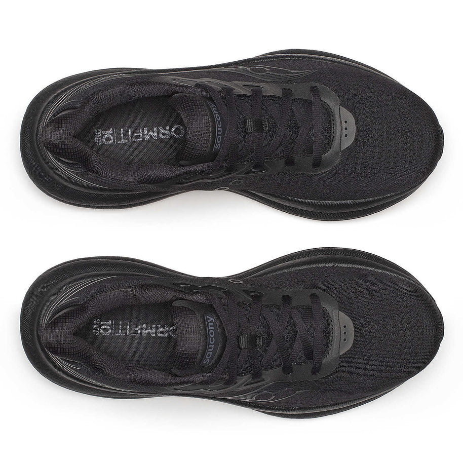 Triumph 23 - Women by Saucony in black with lightweight PWRRUN PB midsole, cushioned responsive road running shoe designed for long runs