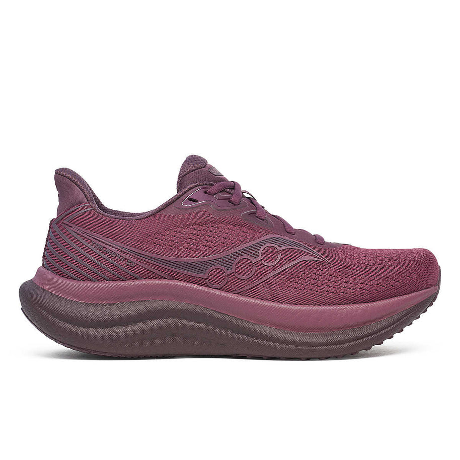 Triumph 23 - Women by Saucony in dark purple with cushioned PWRRUN PB midsole for responsive, lightweight road running and longer runs