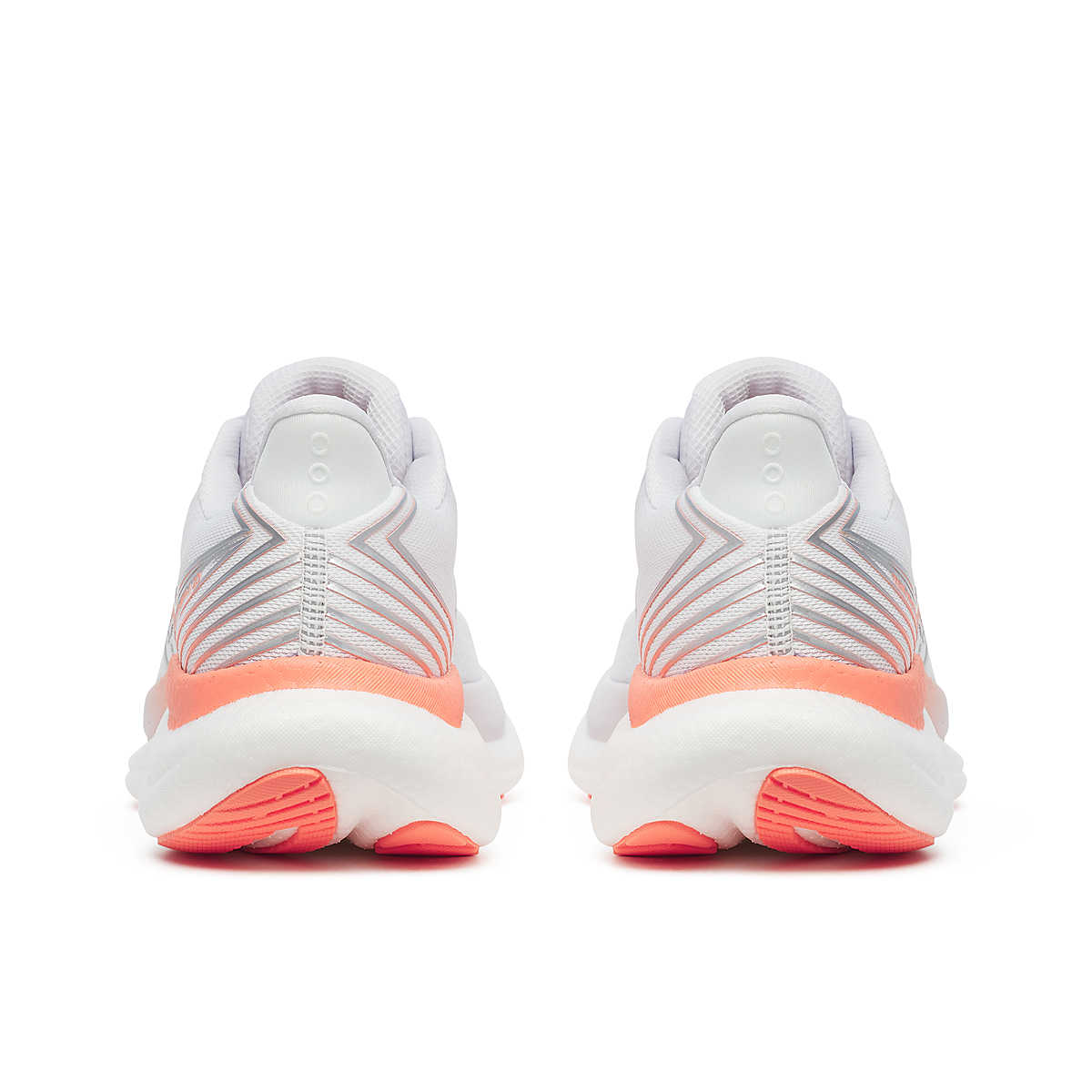 Triumph 23 - Women by Saucony in white and coral with PWRRUN PB cushioning for lightweight, responsive road running performance