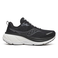 Hurricane 25 Wide - Women by Saucony in black and white, cushioned responsive running shoe for road running and daily comfort