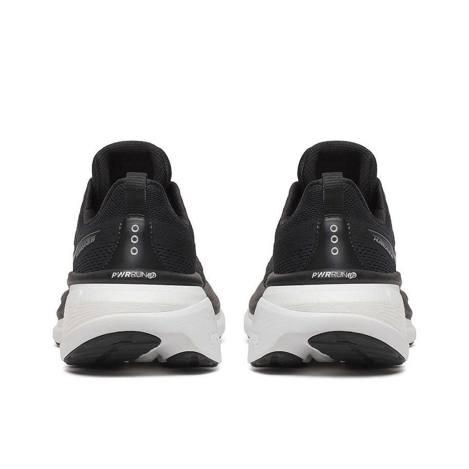 Hurricane 25 Wide - Women by Saucony in black and white with max cushioning, responsive superfoam, designed for road running and comfort