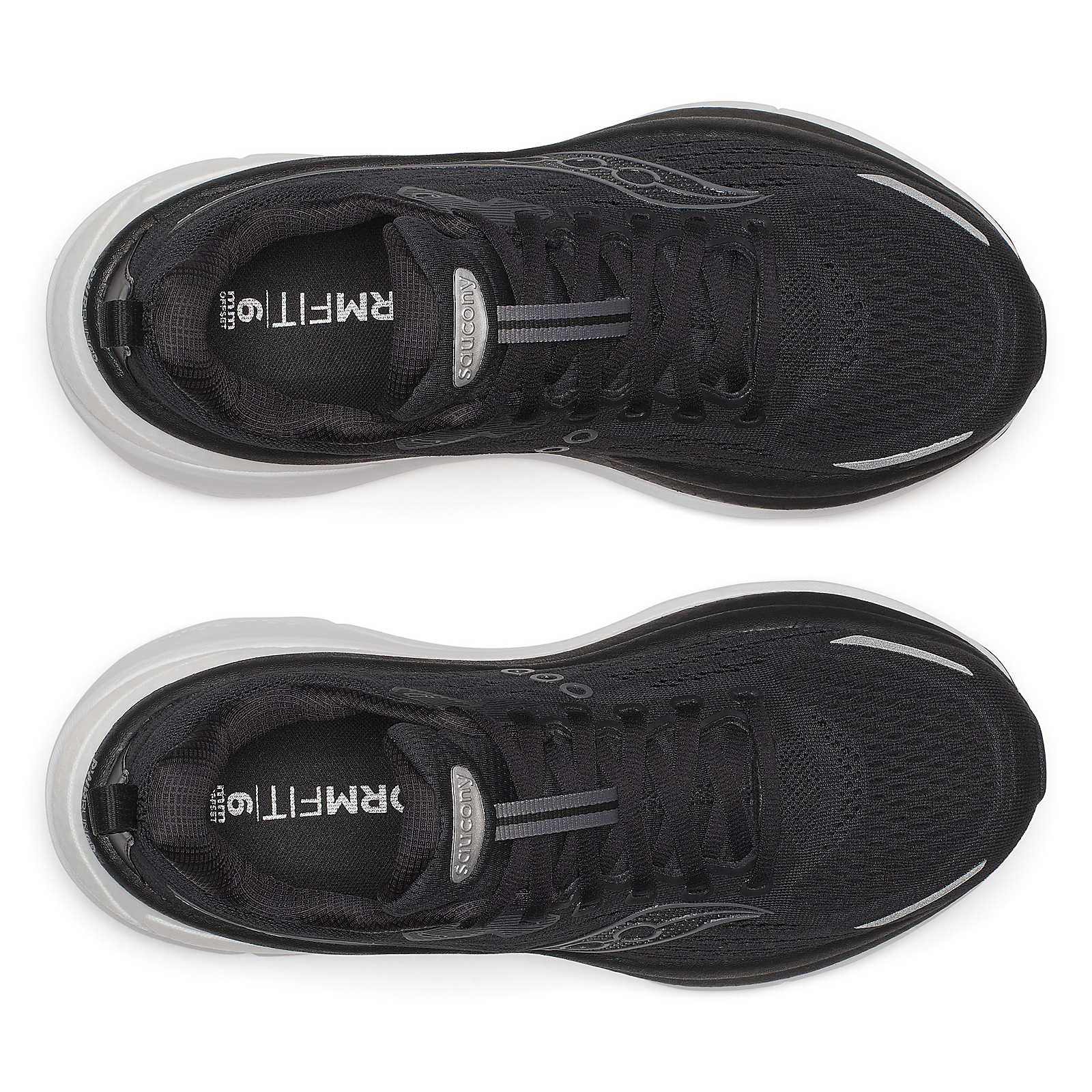 Hurricane 25 Wide - Women by Saucony in black with max cushioning, superfoam, updated geometry for comfortable road running and support