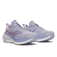 Hurricane 25 - Women by Saucony in light purple with max cushioning and superfoam, designed for comfortable road running and support
