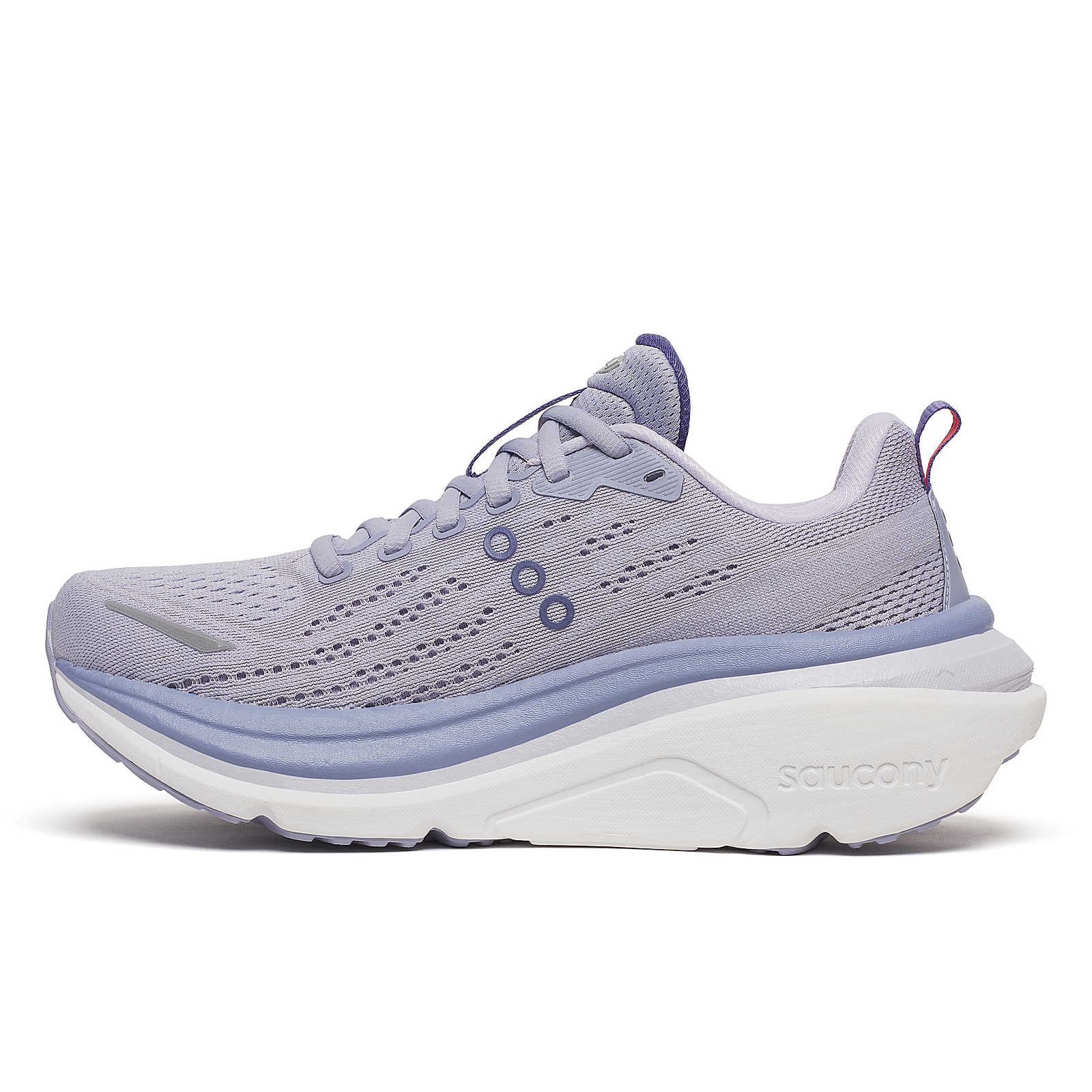 Hurricane 25 - Women by Saucony in light purple and grey with max cushioning and superfoam for comfortable road running