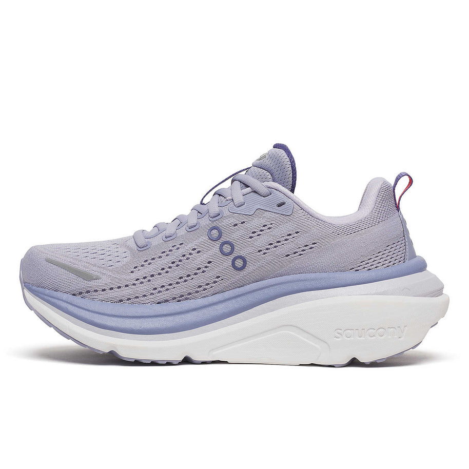 Hurricane 25 - Women by Saucony in light purple and grey with max cushioning and superfoam for comfortable road running