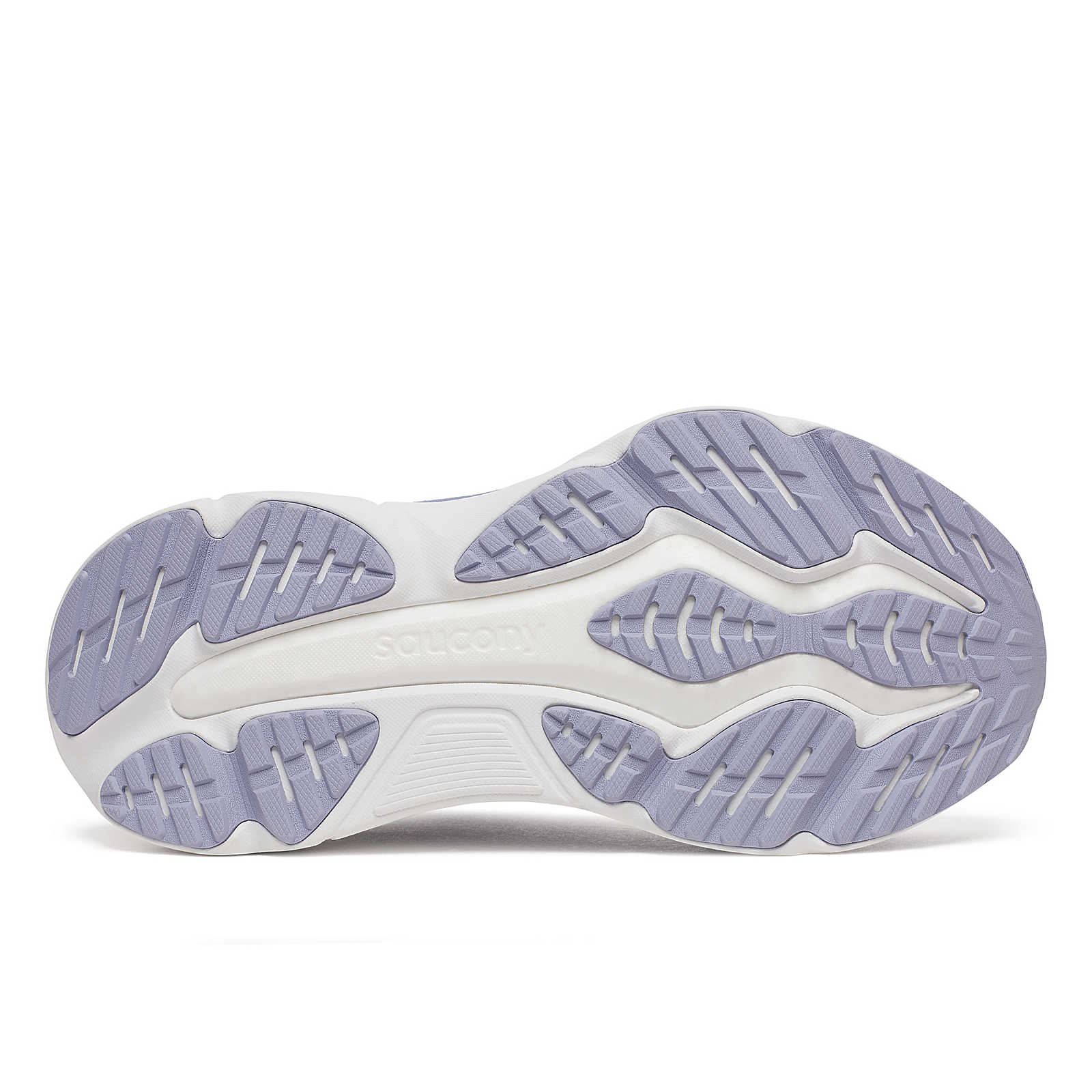 Hurricane 25 - Women by Saucony in white and light purple with max cushioning and responsive superfoam for comfortable road running