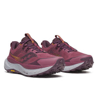 Xodus Ultra 4 - Women by Saucony in purple and pink with max cushioning and Vibram sole for long trail running and outdoor use