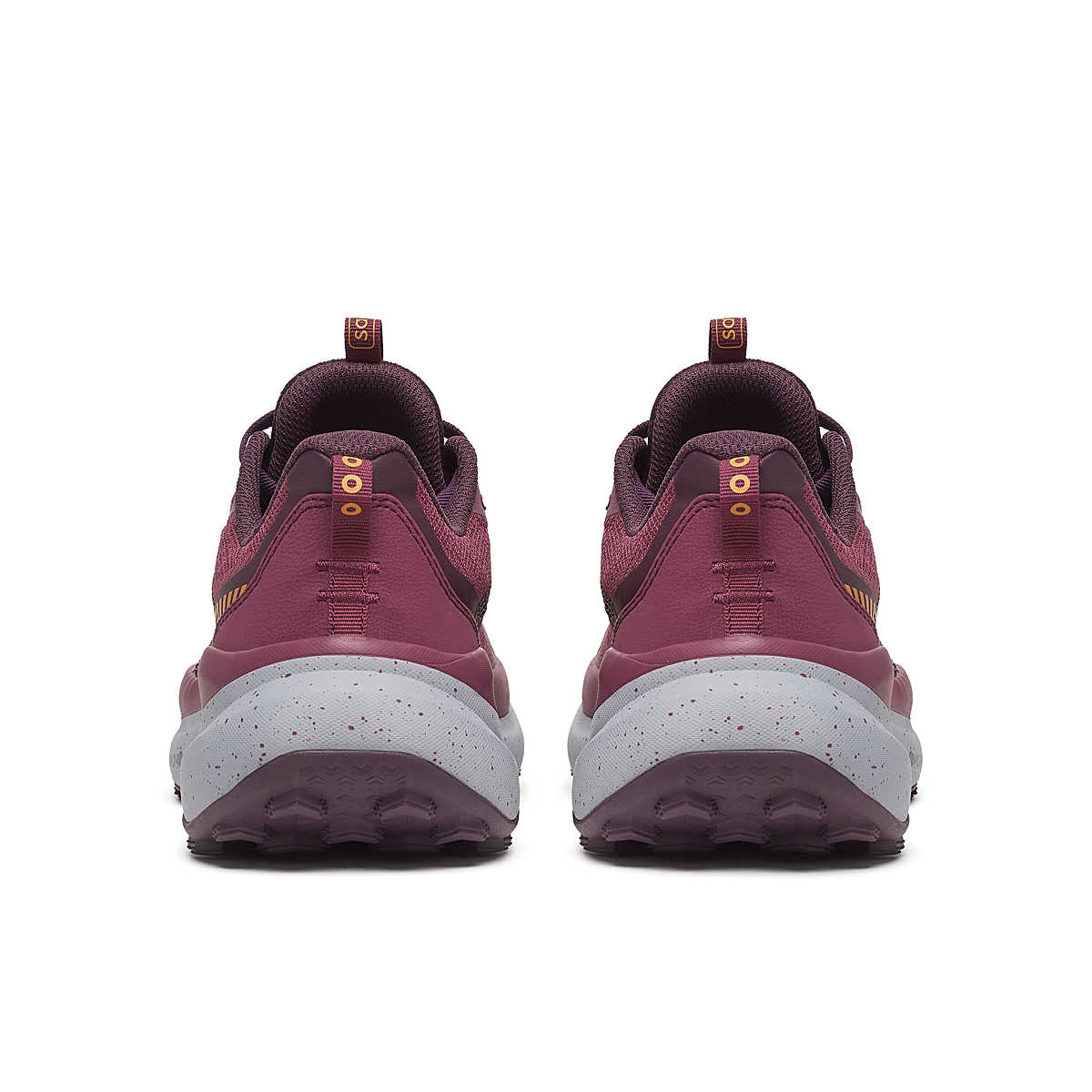 Xodus Ultra 4 - Women by Saucony in maroon and grey, max cushioned trail running shoe with durable grip for long outdoor runs