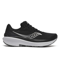 Echelon 10 - Women by Saucony in black with white logo, cushioned road running shoe with broad stable base for comfort and protection
