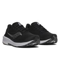 Echelon 10 - Women by Saucony in black with white sole, cushioned running shoe with stable broad base for comfort and walking.