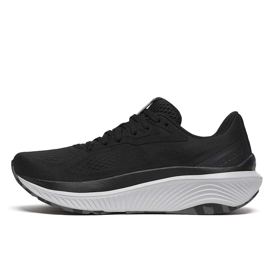 Echelon 10 X Wide - Women by Saucony in black and white, cushioned wide running shoe for comfort and support on road and walking.