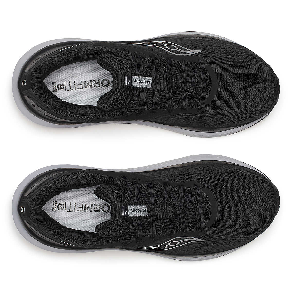 Echelon 10 - Women by Saucony in black and grey, cushioned road running shoes with stable base for comfort and protection for walkers