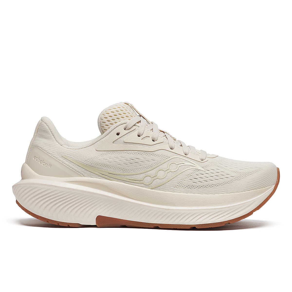 Echelon 10 Wide - Women by Saucony in beige with wide base, cushioned support, designed for road running and walking comfort