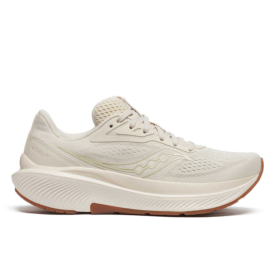 Echelon 10 Wide - Women by Saucony in beige with wide base, cushioned support, designed for road running and walking comfort