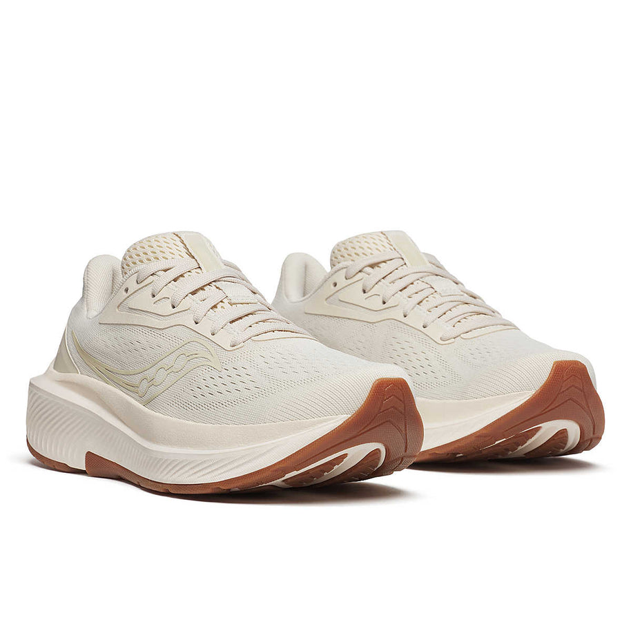 Echelon 10 - Women by Saucony in light beige with gum outsole, cushioned road running shoe with broad stable base for comfort and support