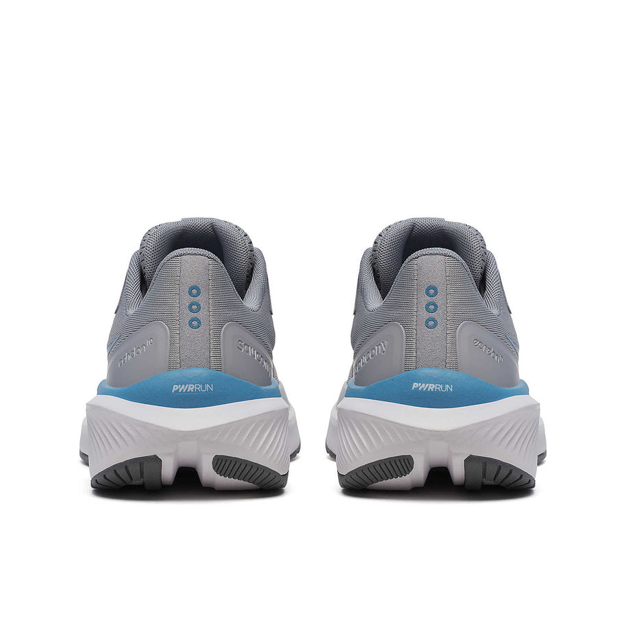 Echelon 10 - Women by Saucony in grey and blue, cushioned road shoe with broad stable base for running and walking comfort