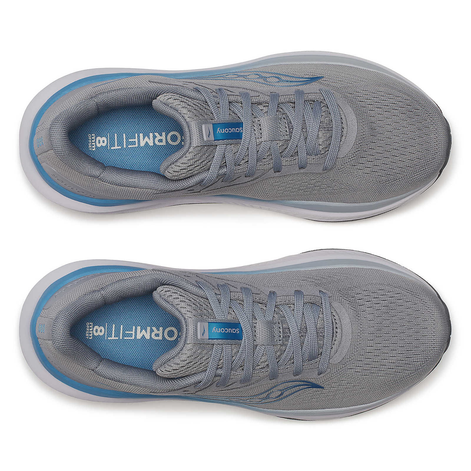Echelon 10 - Women by Saucony in grey and blue, cushioned running shoe with broad base for comfort and stability, ideal for walking and running