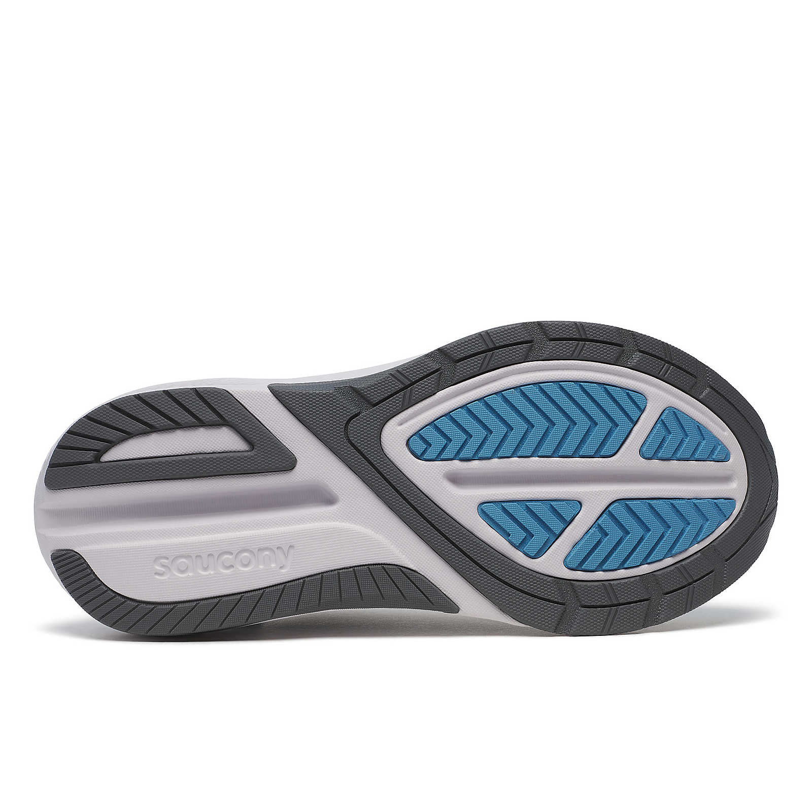 Echelon 10 Wide - Women by Saucony in grey and blue with wide stable base, cushioned sole designed for running and walking comfort