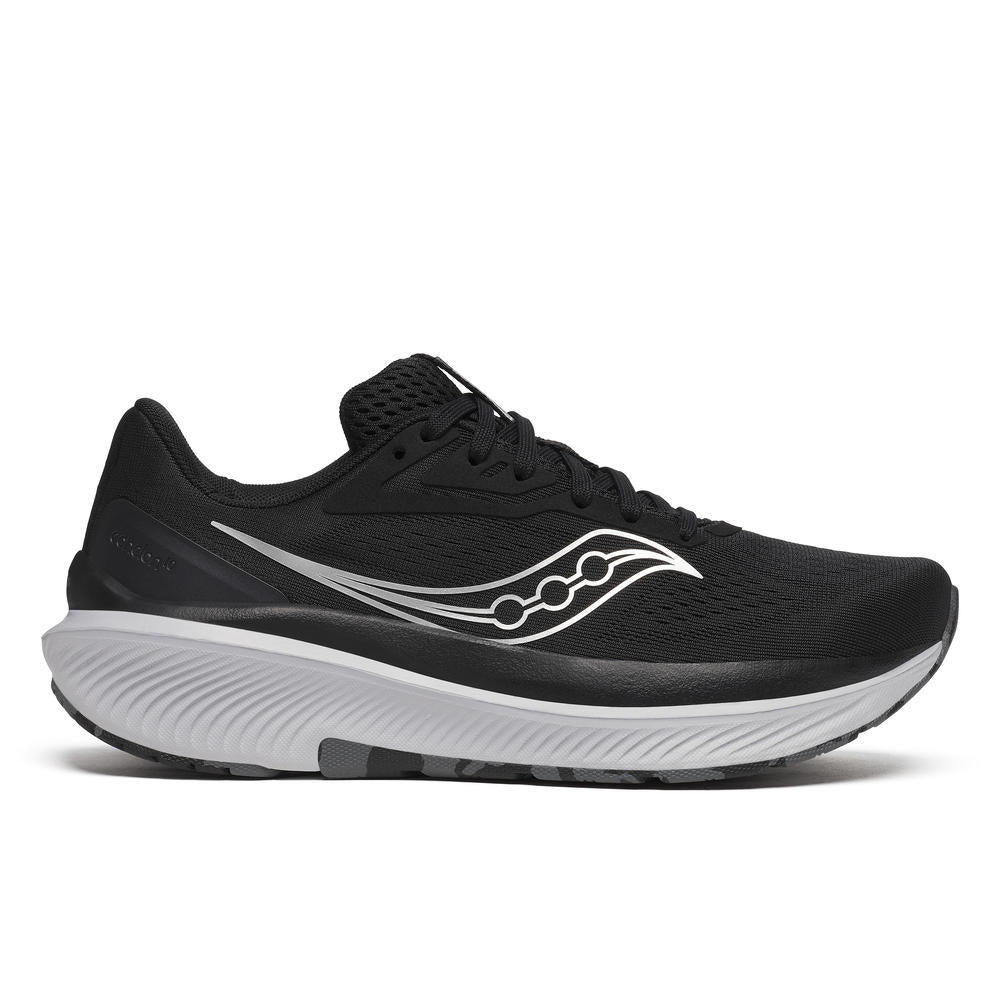 Echelon 10 X Wide - Women by Saucony in black with white accents, wide cushioned running shoe for comfort and stability on roads