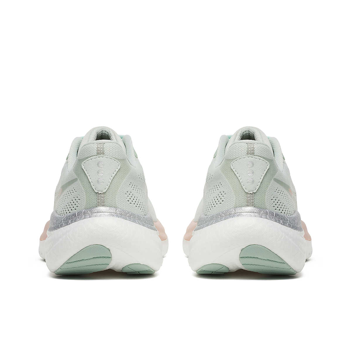 Ride 19 - Women by Saucony in light green and pink, lightweight responsive road running shoe designed for easy and fast runs