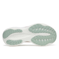Ride 19 - Women by Saucony in white and light green, lightweight road running shoe designed for responsive, comfortable training runs