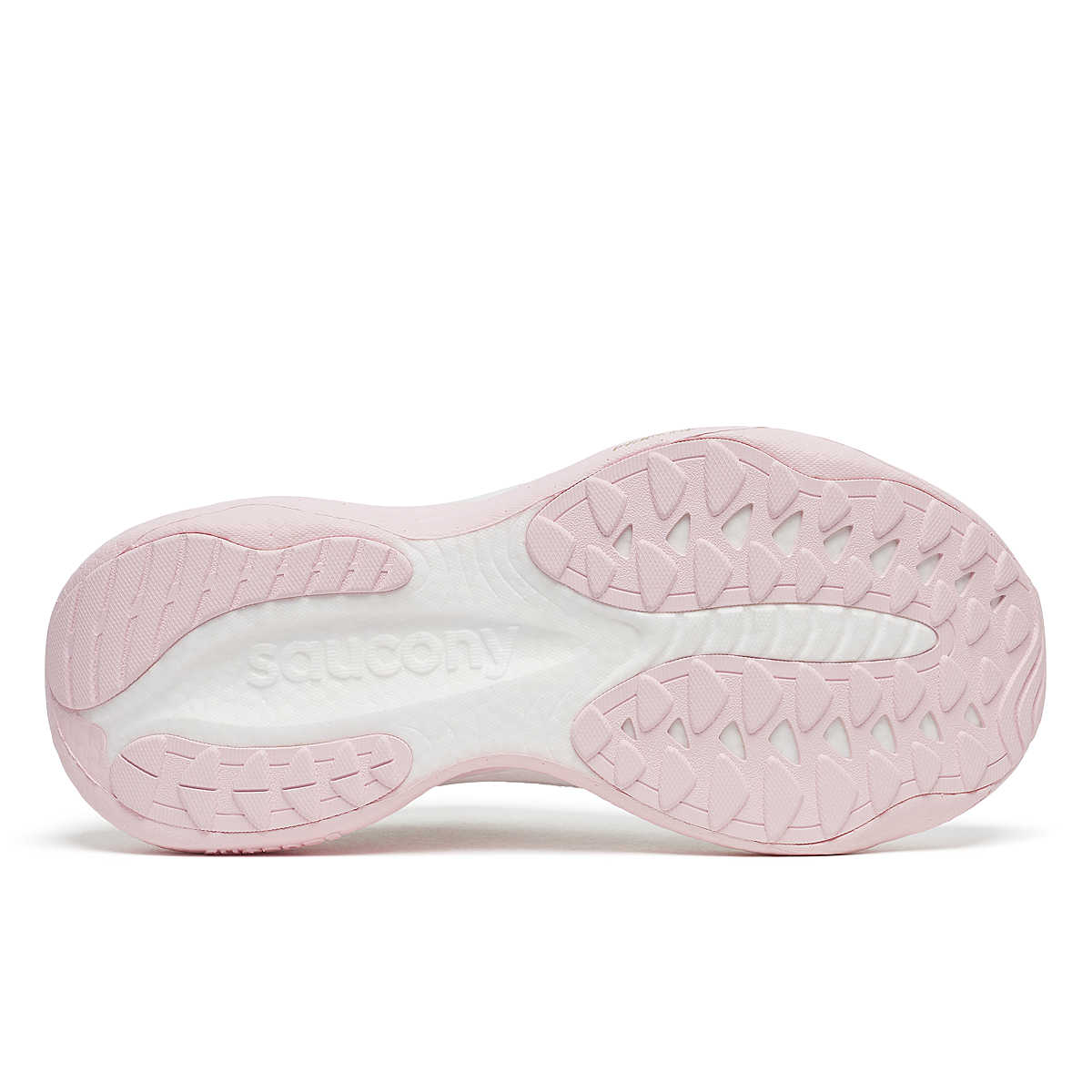 Ride 19 - Women by Saucony in pink and white, lightweight responsive road running shoe designed for easy miles and training