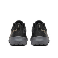 Peregrine 16 Wide - Women by Saucony in black and grey, trail running shoe with Vibram Megagrip sole, durable traction for rugged terrain