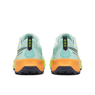 Peregrine 16 - Women by Saucony in mint green and orange with Vibram Megagrip sole, cushioned trail running shoe for rugged terrain.