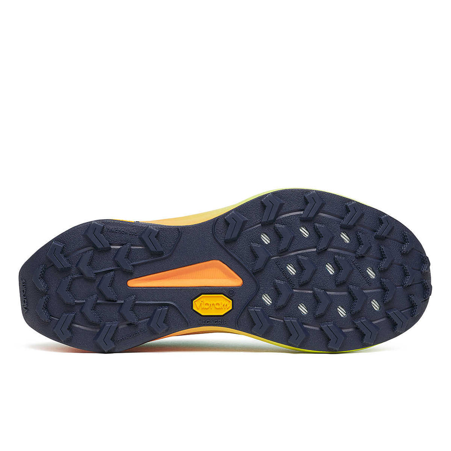 Peregrine 16 - Women by Saucony in yellow and navy with Vibram Megagrip sole for rugged trail running and outdoor grip