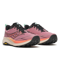 Peregrine 16 - Women by Saucony in pink and black trail running shoe with Vibram Megagrip for rugged terrain and cushioning