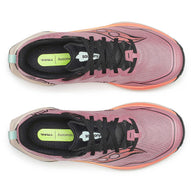 Peregrine 16 - Women by Saucony in pink and orange with Vibram Megagrip sole, cushioned trail running shoes for rugged terrain and grip