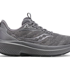Echelon 9 Wide - Men by Saucony in grey, cushioned road running shoe with wide fit for stable, comfortable long-distance runs
