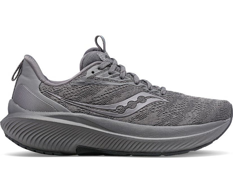 Echelon 9 Wide - Men by Saucony in grey, cushioned road running shoe with wide fit for stable, comfortable long-distance runs