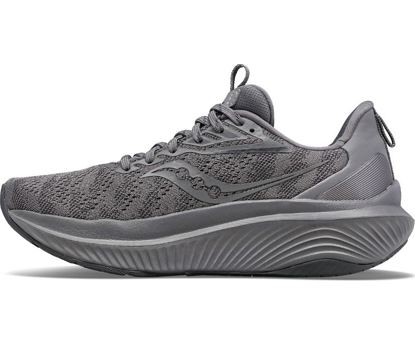 Echelon 9 Wide - Men by Saucony in grey, wide fit running shoe with max cushioning and stable ride for comfort and long runs