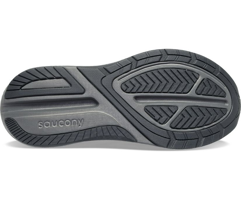 Echelon 9 Wide - Men by Saucony in grey and black, cushioned wide road running shoe with stable sole for comfort and long runs