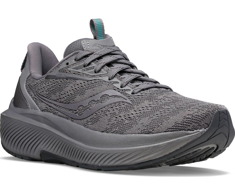 Echelon 9 Wide - Men by Saucony in grey, cushioned wide road running shoe with stable ride for comfortable walking and running