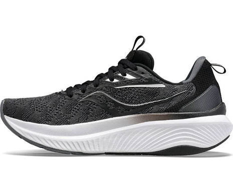 Echelon 9 Wide - Men by Saucony in black and grey, wide fit running shoe with max cushioning and lightweight design for road running and walking