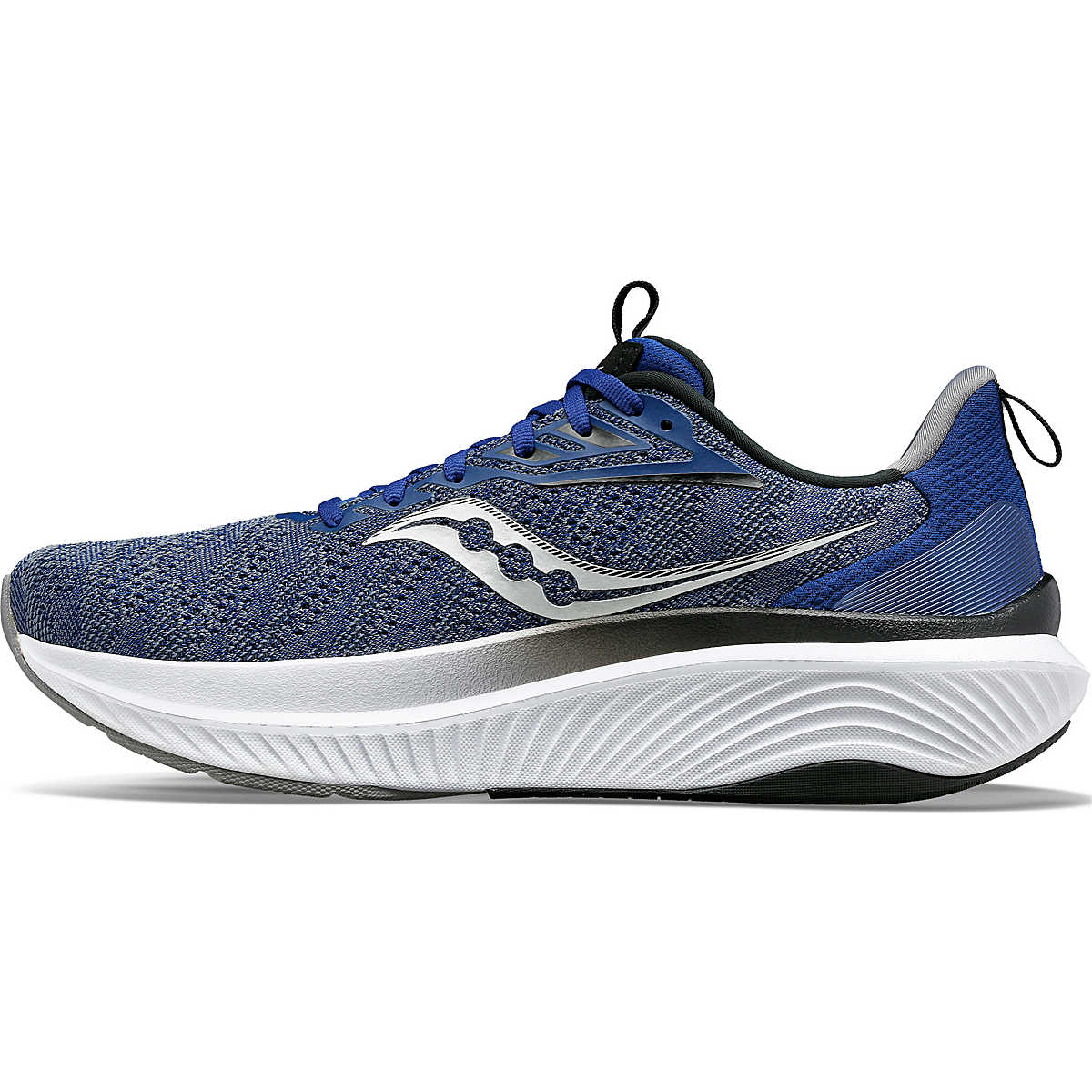 Echelon 9 Wide - Men by Saucony in blue and grey, cushioned wide fit road running shoe for stability and maximum comfort