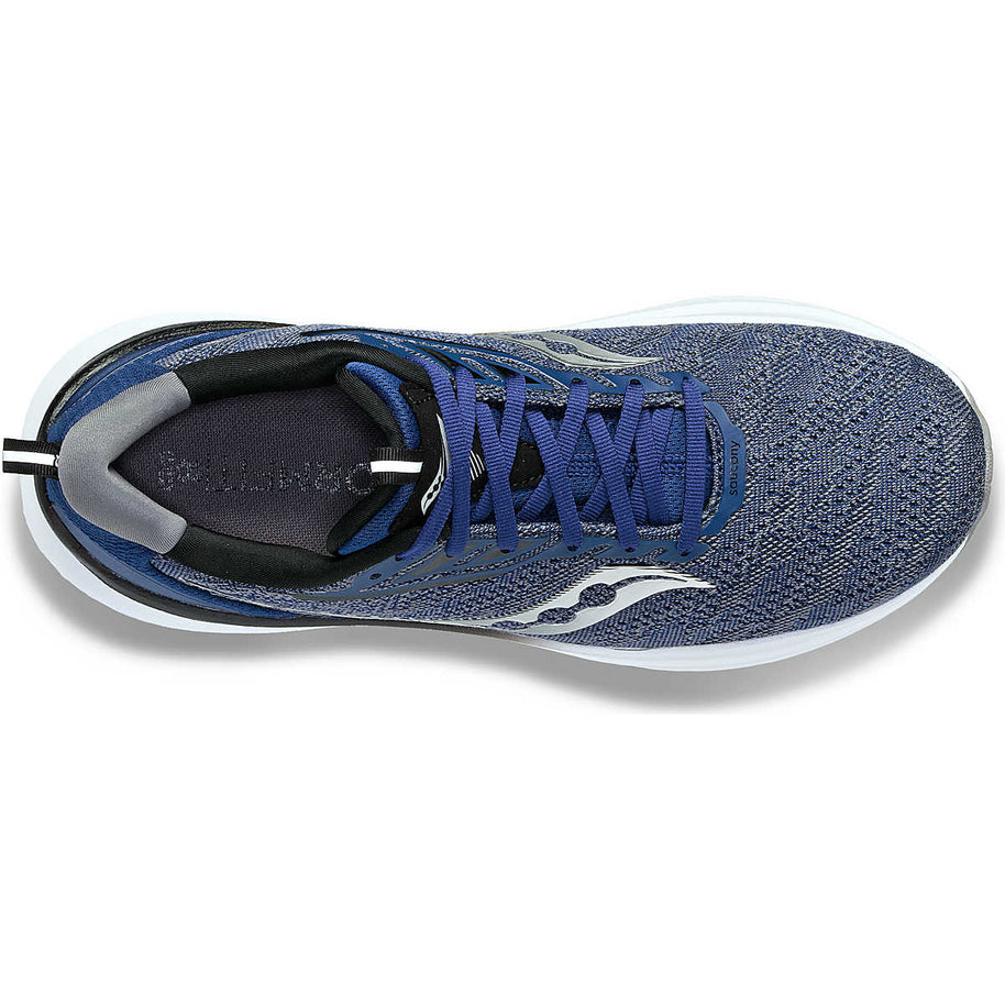 Echelon 9 - Men by Saucony in blue and grey, cushioned running shoe with roomy fit for stable, comfortable road running and walking