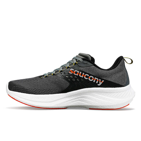 Ride 17 - Men by Saucony in black and grey with PWRRUN+ foam cushioning lightweight road running shoe for comfort and daily runs