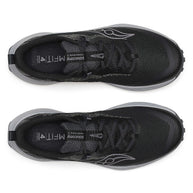 Peregrine 15 - Men by Saucony in black and grey with PWRRUN foam cushioning and PWRTRAC outsole for durable trail running shoes